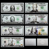 Free Shipping US Dollar Silver Banknotes 1 2 5 10 20 50 100 Bills UNC Notes PET Material Craft Colle