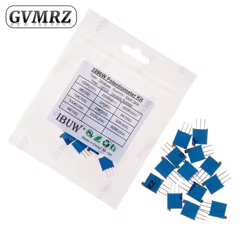 13PCS 3296W Trimmer Potentiometer 500K 10K 100K 1M Ohm Variable Resistor with 3 Pins for DIY Adjusta