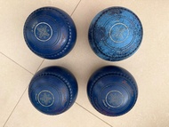 草地滾球 4 heavy Henselite Lawn Bowls in blue, set of 4