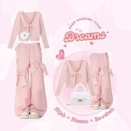 One set for women 3in1 (couple Cardigan top + Dusty Cargo Pants + Pashmina Women's Suit AM44R