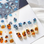 Premium 5D Nail Sticker summer coconut tree beach 5d nail stickers