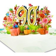 GREETING ART 90th Birthday Card for Men Women, 90th Birthday Pop Up Card, 3D Pop Up 90th Birthday Ca