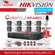 HIKVISION ชุดกล้องวงจรปิด 2 MP 8 CH FULL SET DS-2CE16D0T-LFS x 8 + iDS-7208HQHI-M1/XT + HDD for CCTV