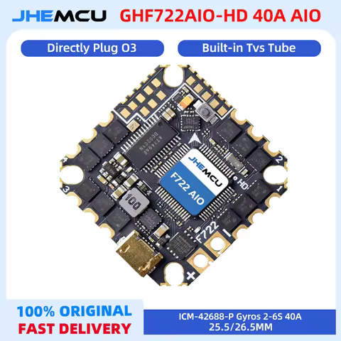 JHEMCU GHF722AIO-HD 40A AIO Flight Control ESC All-in-One 2-6S For FPV Freestyle CinewhoopFPV Racing