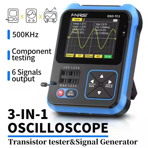 FNIRSI DSO-TC3 Mini Handheld Digital Oscilloscope Transistor Tester Signal Source 3in1 Multifunction
