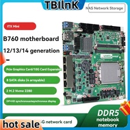 Mini ITX B760 NAS Motherboard Home Processor LGA1700 CPU 2xDDR5 4xi226 2.5G 2xM.2 NVME 8xSATA Qnas F