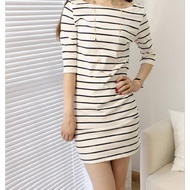 Women's T-Shirt Dress Summer Striped Round Neck Pullover Loose Plus Size Dress