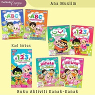 Buku Aktiviti Ana Muslim : Mewarna : ABC : 123 : Alif Ba Ta : Kad Imbas Bentuk dan Warna