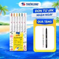 Bút lông 6/12 màu dạng bấm Retractable Fiber Pens Classic/Kawaii Thiên Long Colokit - 0.6mm