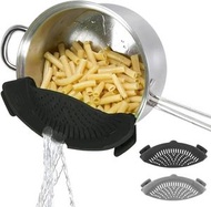 Others - 所有鍋碗瓢盆上的矽膠過濾器夾、鍋具上的水分過濾器夾、用於肉類、蔬菜和水果的矽膠廚房過濾器（黑色+灰色）