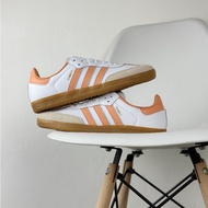Adidas Original samba og kasut papan selaju potong rendah lelaki wanita kasut kasual Putih/Kelabu/Or