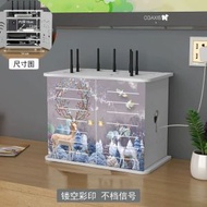 路由器收納盒無線wifi機頂盒光貓置物架客廳電線插排整理遮擋箱子四層彩印（厚板材 ）擺放掛牆兩用