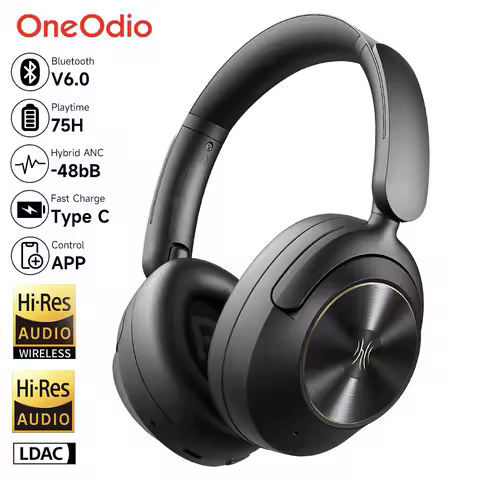Oneodio A6 ANC Wireless Bluetooth 6.0 Headphones -48dB Hybrid Active Noise Cancelling Over Ear Heads