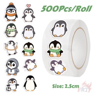 ❉ Q Funny Penguins Series 02. Kids Rewards Stickers ❉ 500Pcs/Roll DIY Diary Scrapbooking Sealing Lab