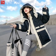 Yk Down Jacket @ Pinghu Down Jacket Women's High-End Women's Winter Coat Korean Version White Duck Down Jacket Tooling Parack Jacket Short Ladies