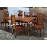 Meja Makan kayu solid dengan 6kursi  Meja Cafe  Dining Table  Dining Set 6person  Meja Restoran promo murah