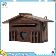 【ouwym9al】Retro Wooden Post Box Exquisite Mailbox Outdoor Rainproof Suggestion Box Letter Box for Ho