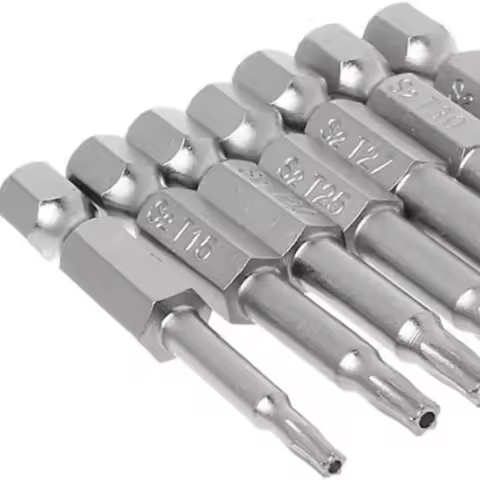7 Pcs 5 Point Star Screwdriver Bits 50mm S2 Magnetic Star Screw Driver 1/4" Hex Shank T10 T15 T20 T2