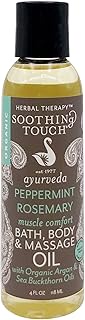 Soothing Touch Bath Organic Body &amp; Massage Oil, Peppermint Rosemary, 4 Ounce