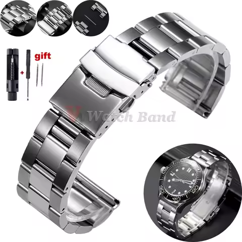 Universal Watchband for Rolex Diving Metal Belt Bracelet for Omega 20mm 22mm 24mm 26mm 28mm Solid St