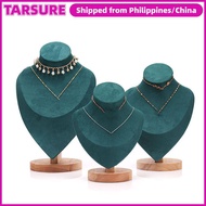 TARSUR Necklace Display Rack,  Wooden Jewelry Storage Rack,  Suede Show Display Model Necklace
