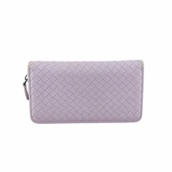 BV Bottega Veneta 淡紫色小羊皮編織長夾 皮夾