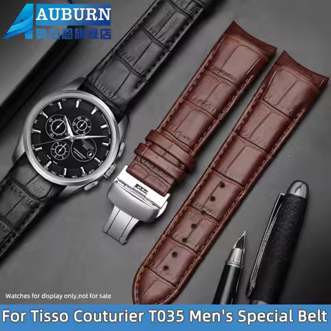 For Tissot Leather Watch Strap 1853 Couturier Series T035627A T035407A Men's Leather Bracelet Arc Be