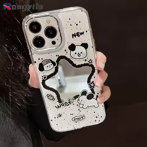 Cute Puppy Star Mirror Case For Vivo X200 Pro Mini IQOO 13 Neo 10 9 9s Z9S Y300 Y200 T3 Pro Plus V40