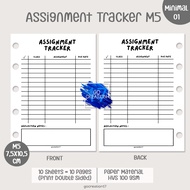 Planner Book Refill Paper Binder Assignment Tracker Simple Minimalist M5
