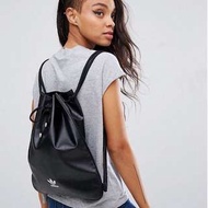 - 🎉預購+現貨 Adidas originals black 黑 皮革 束口包 縮口包 縮口袋 縮口袋後背包