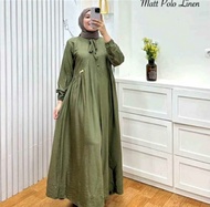 Gamis syari bahan polo linen polos busui Gamis Hanum dress