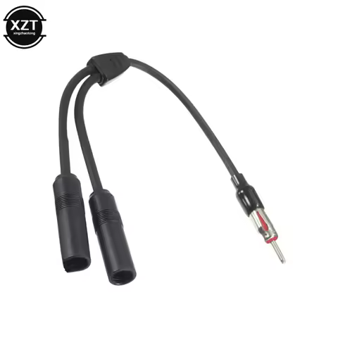 30.5cm Car Antenna Cable Adapter Aluminum Plug In 1 For 2 Radio Antenna Extension Cable Meet More Co