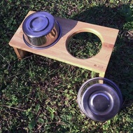 汪喵不低頭、寵物餐桌、實木碗架