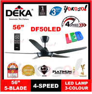 (NEW 2021) DEKA DF50LED 56 INCH / 5-BLADE / 4-SPEEDS CEILING FAN WITH 22W LED LIGHT 3-COLOUR &amp; REMOTE CONTROL WITH TIMER