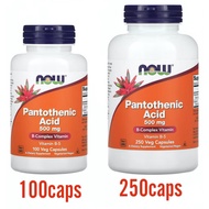 Now Foods, Vegetarian Pantothenic Acid, 500 mg, 100% Vegetarian, Vitamin B5, 100 Veg Capsules | 250 