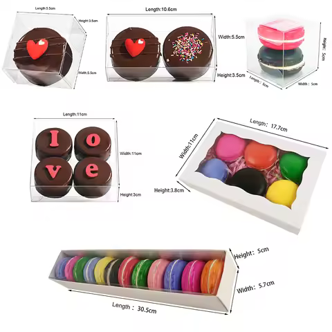 25/50/100 Clear Single Macaron Boxes 2 4 6 12 Chocolate Covered Oreo Boxes Bakery Packaging for Wedd