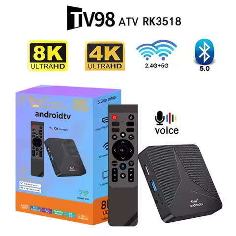 TV98 ATV RK3518 TV Box Dual WiFi 4G 5G BT5.0 HD 8K 4K RK3518 CPU Voice remote Smart Android 14 iptv 