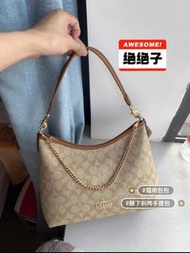 全新coach蔻馳流浪包laurel奶茶色單肩包斜挎包蔻馳女