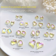 Icy Velvet Citrine Pointed Bottom Nail Art Jewelry / Butterfly Plum Blossom Ax Crooked Heart Shaped Fat Square Nail Ornaments / Sea Salt Bubble Shaped Nail Diamond Jewelry
