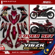 Cover Set VELOZI YAMAHA Y16 V2 ABS Standard Design Dark Red Black Y16-V2-ST-9 Sticker Tanam Body Kit