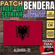 Indojersey Patch Flag ALBANIA Iron-On Canvas Sublimation Square Box 7 x 4.5 cm T-Shirt Jersey Jacket