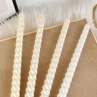 White Taper Candles Set Of 4,Ture Dripless Taper Candles,8 Hrs Clean Burning Candle Sticks,Elegant D