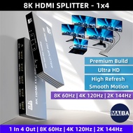 8K 60Hz HDMI Splitter 1 in 4 out 4K 120Hz HDMI 2.1 Video Distributor Splitter 1x4 Copy Screens Conve