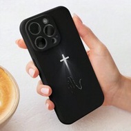 เคสโทรศัพท์กันกระแทกแบบเจาะรูขอบตรงสีขาวลายกากบาท เข้ากันได้กับ P14 Pro Max, P13, P11, P12, XR, 7/8,