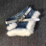 Millennium "Selected White" Vintage Furry Stitching Shorts Slimmer Look Trendy Distressed Hong Kong 