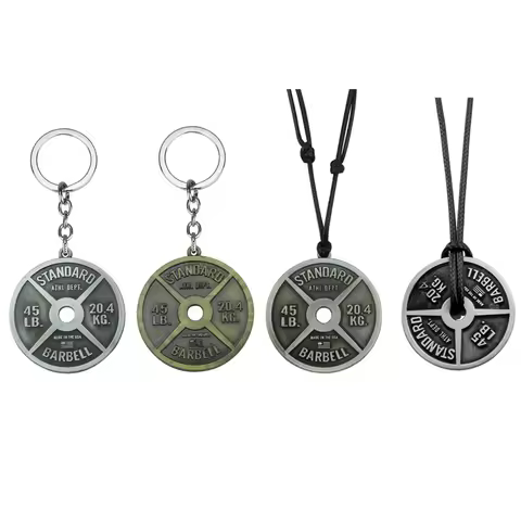 Vintage Punk Weightlifting Plates 45 LB Barbell Dumbbell Pendant Keychain Fashion Trend Men Fitness