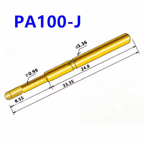 100PCS/pack Gold-plated PA100-J1 Small Round Head Spring Test Probe Outer Diameter 1.36mm Length 33.