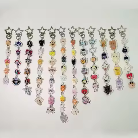 KPOP ANITEEZ ZB1 RIIZE GIDLE ROCK star Long Lanyard Keychain Acrylic Key Ring Holder Gifts Car Bag C