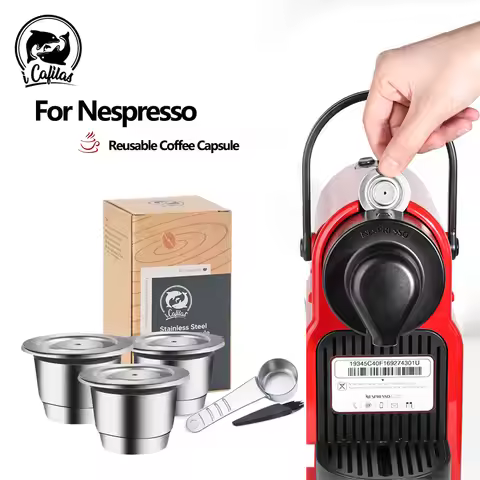 i Cafilas for Nespresso Inissia & Pixie Coffee Machine Reusable Coffee Capsule Stainless Steel Coffe