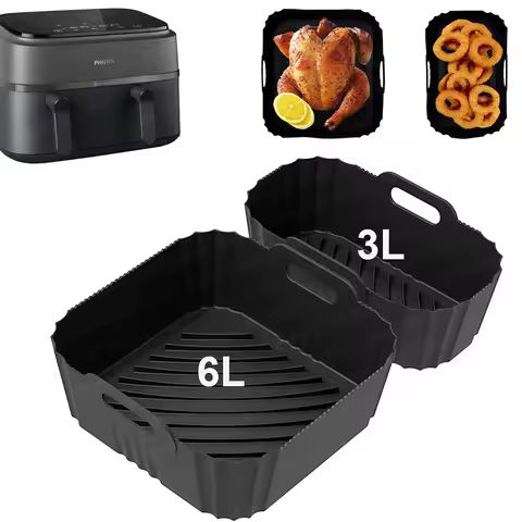 2pcs Air Fryer Mould for Philips Dual Basket Airfryer Series 3000 NA350/00 Silicone Air Fryer Dish f
